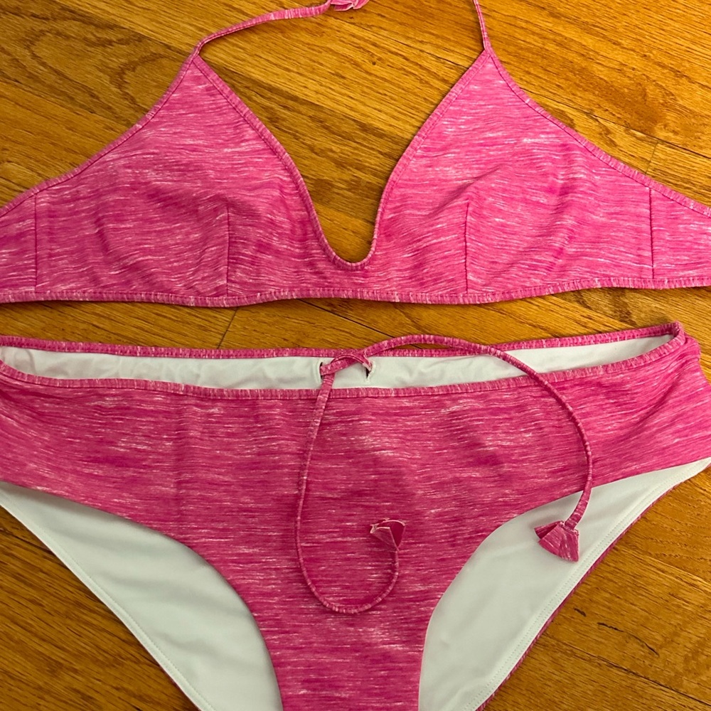 Lululemon bikini reversible pink white size 8